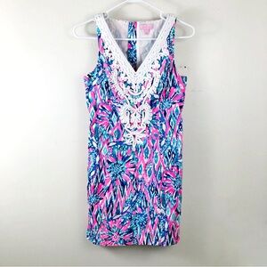 Lilly Pulitzer Gabby Shift Dress Tiki Pink Shake It Up Tropical Print Size 2